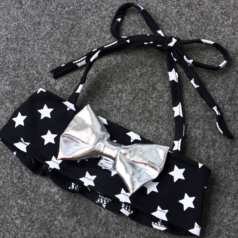 Girls' XINGX Bowknot Three-piece Swimsuit