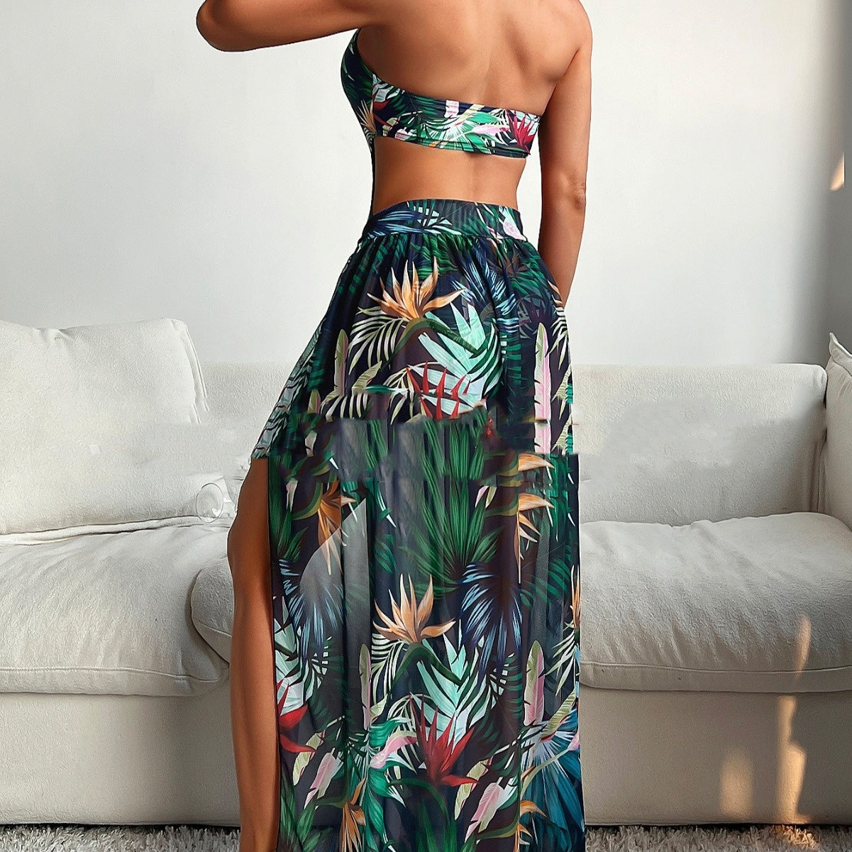 Printed Bikini Three-piece Set Slimming Vacation Beach