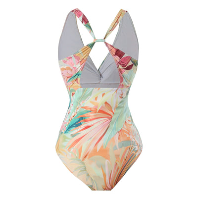 One-piece Printed Swimsuit Slimming Backless with Bottom mesjo