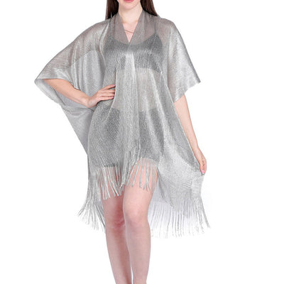 Silk Transparent Gold & Silver Cover-Up Beachwear Silver Average Size mesjo