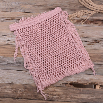 Handwoven Cutout Maxi Skirt Beachwear Swimwear Pink mesjo