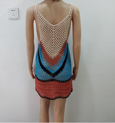 Knitted Cutout Bikini Top Beach Tank Top Sun Protection Shirt mesjo