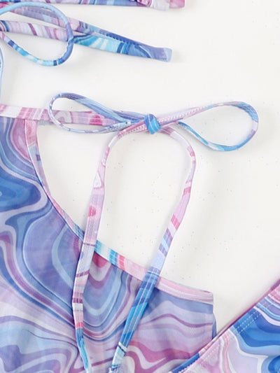 Tie Dye Three Piece Bikini with Skirt Beachwear mesjo
