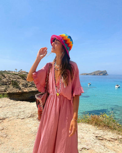 Solid Color Beach Cover-up Dress Beachwear mesjo