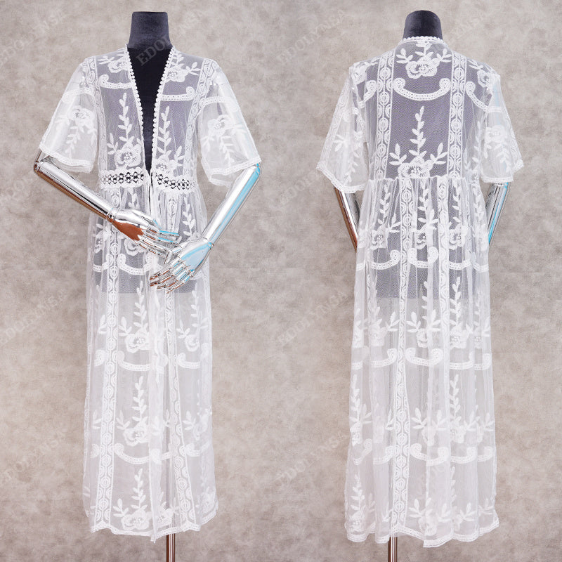 Net Long Beach Blouse Cover up Beachwear mesjo