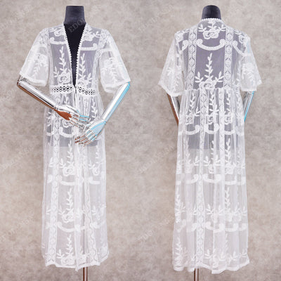 Net Long Beach Blouse Cover up Beachwear mesjo