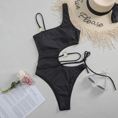 Lace-up Bikini One-piece Hollow Swimsuit Multi Design 1style mesjo