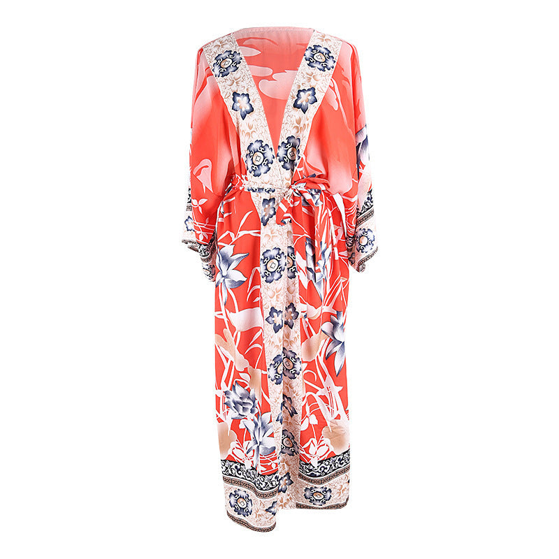 Multi Print Beach Coverup Kaftan Robe Beachwear 6style One size fits all mesjo
