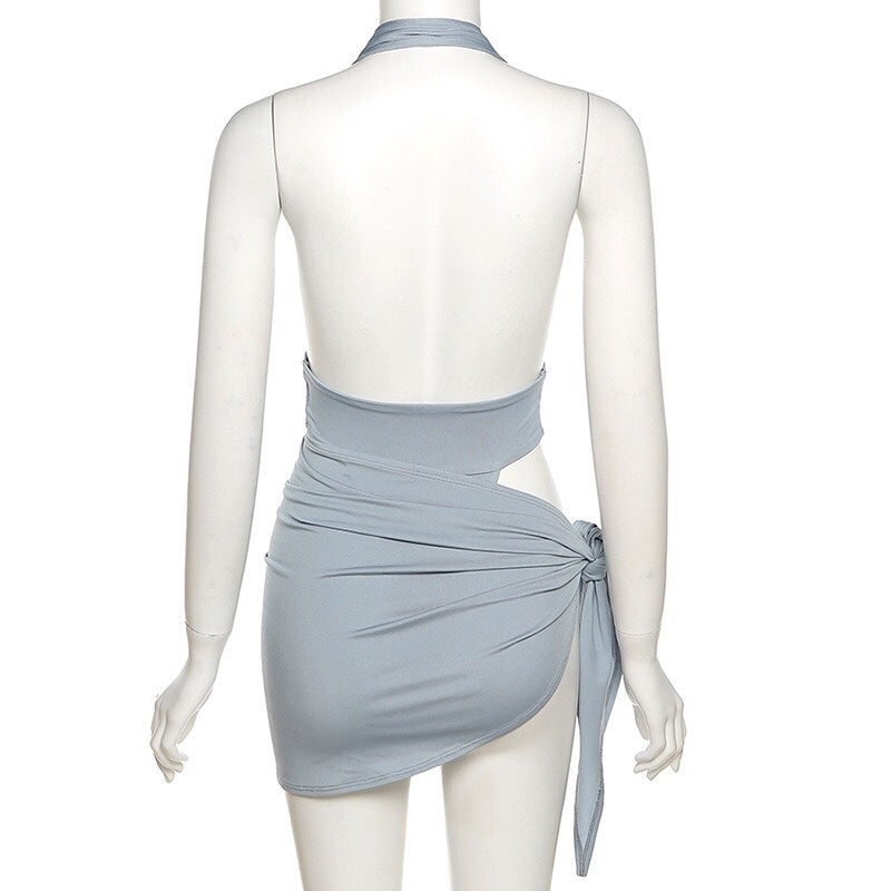 Grayish-Blue Two-Piece Swimsuit Beachwear mesjo