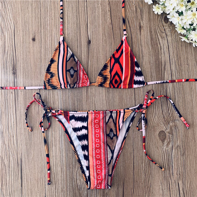 Backless Halter Bandage Split Bikini Beachwear mesjo