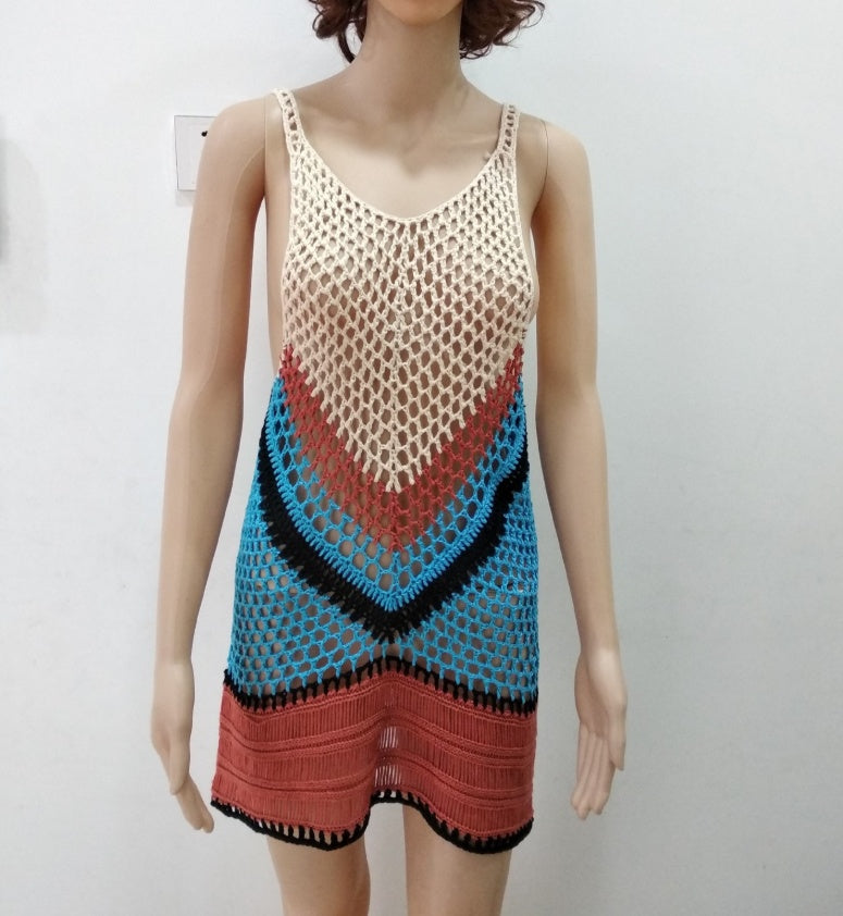 Knitted Cutout Bikini Top Beach Tank Top Sun Protection Shirt L mesjo