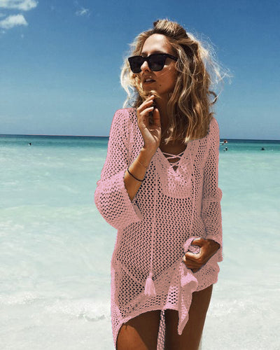 Beach Coverup Jacket Skirt Beachwear Pink One Size mesjo