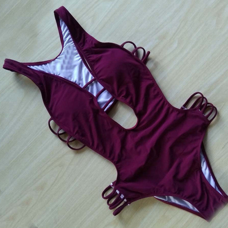Printed Knitted One Piece Beachwear Swimwear Purple mesjo
