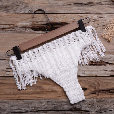 Hand-woven Hollow Tassel Split Bikini Beachwear Swimwear mesjo