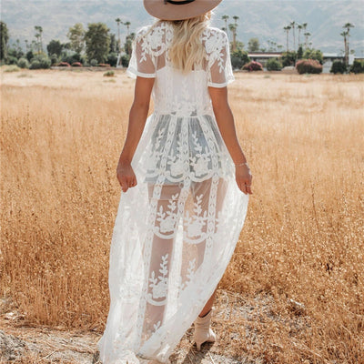 Net Long Beach Blouse Cover up Beachwear mesjo