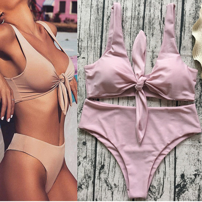 Front Knotted Split Bikini Swimwear Beachwear mesjo