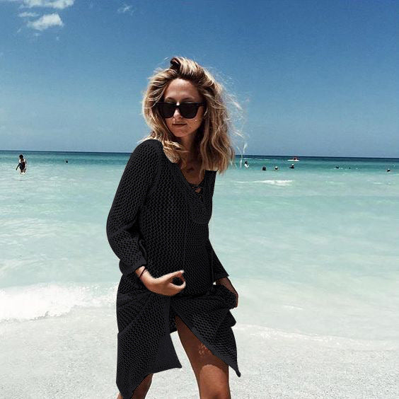 Beach Coverup Jacket Skirt Beachwear Black One Size mesjo