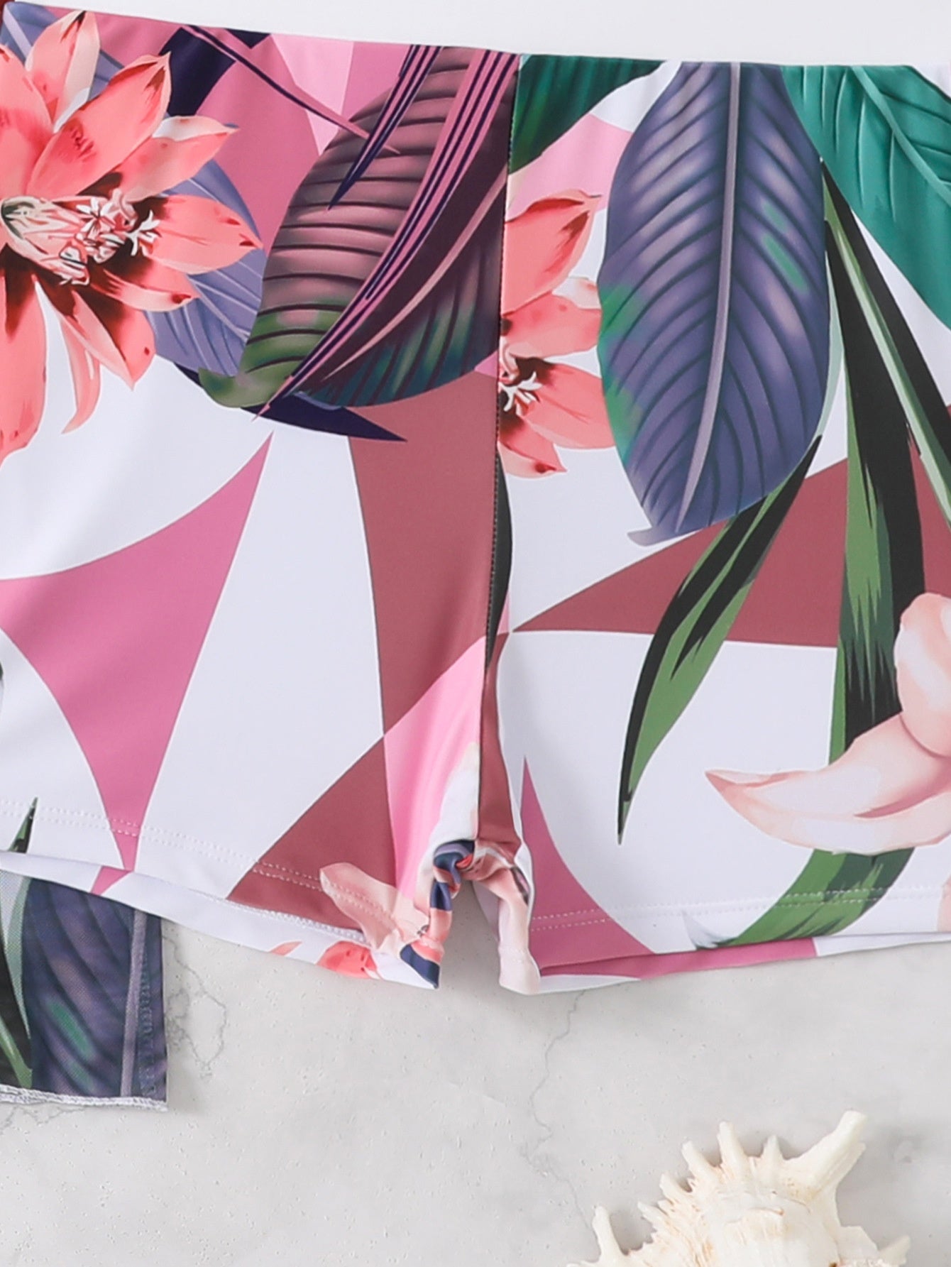 Three-Piece Printed Split Strap Tube Top Bikini Beachwear mesjo