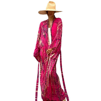 Printed Loose Sun Protection Cover up Blouse Beachwear mesjo