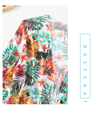 Long Floral Split Bikini With Blouse Beachwear mesjo