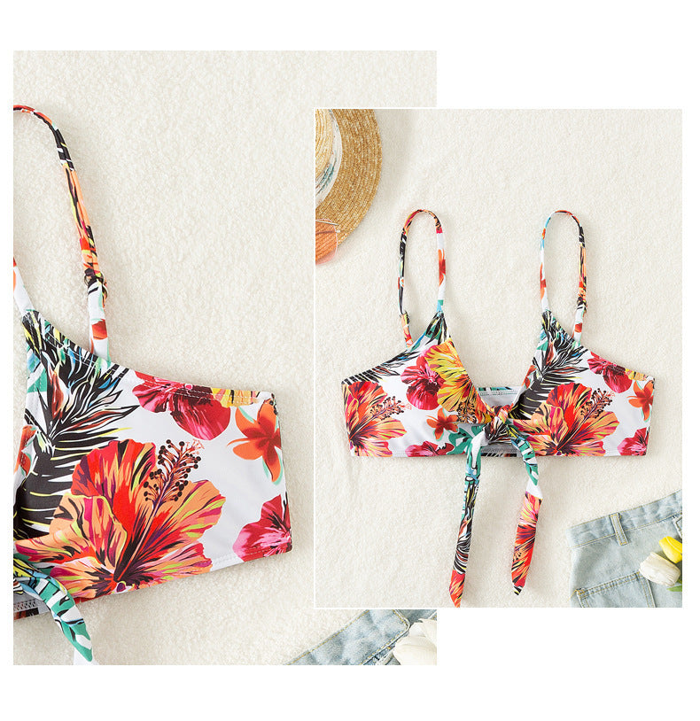 Long Floral Split Bikini With Blouse Beachwear mesjo