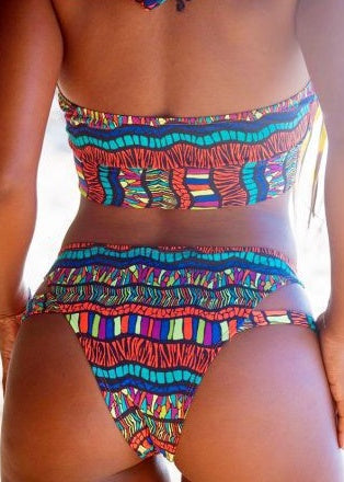 Cross Back Striped Split Bikini Beachwear Swimwear mesjo