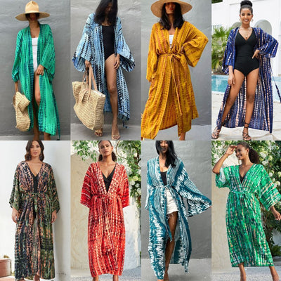 Printed Loose Sun Protection Cover up Blouse Beachwear mesjo