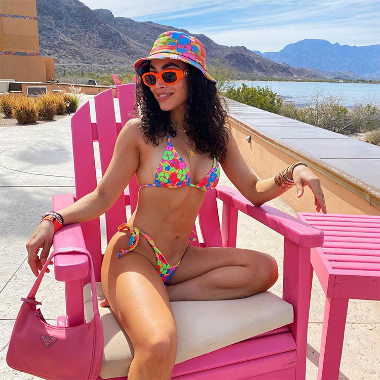 Floral Pattern Drawstring Bikini Swimwear Beachwear mesjo