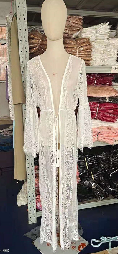 Net Sun Protection Long Beach Cover Up mesjo