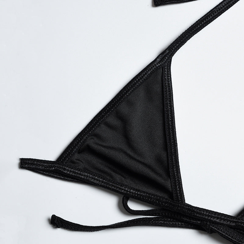 Solid Color Sling Bikini Set With Top Cover and Skirt mesjo