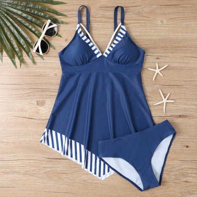 Printed Split Bikini Skirt Multi Color Swimsuit Dark Blue mesjo