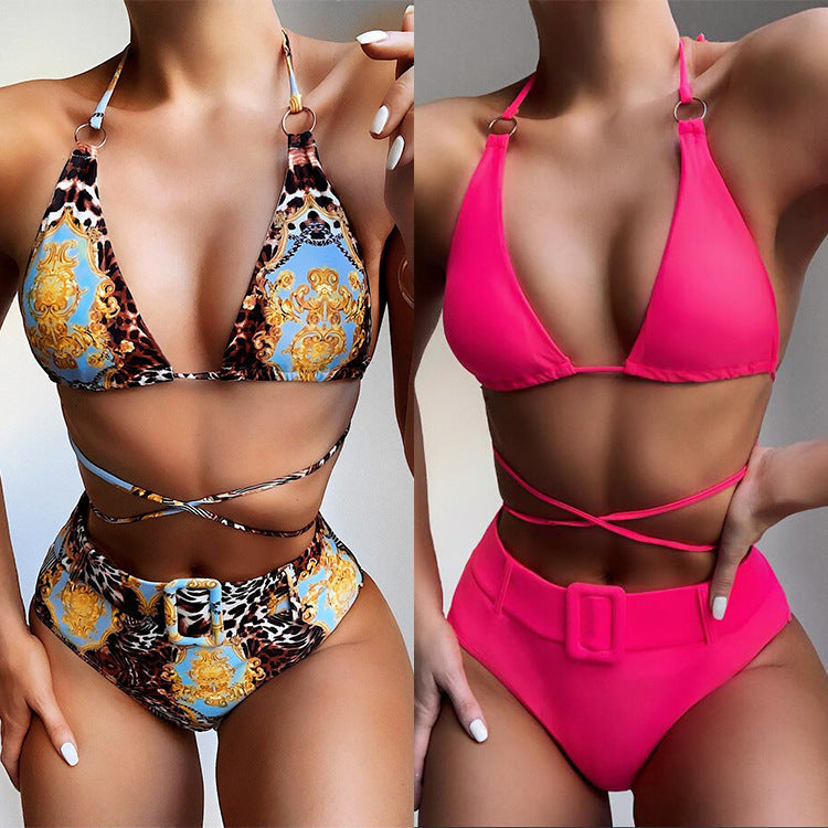 Printed Halter Wrap Bikini Beachwear Swimwear mesjo