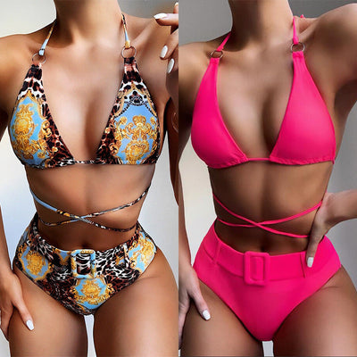 Printed Halter Wrap Bikini Beachwear Swimwear mesjo
