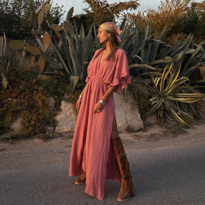 Solid Color Beach Cover-up Dress Beachwear mesjo
