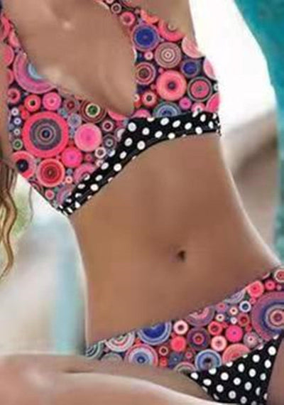 Women's Printed High Waist Split Bikini Suit mesjo
