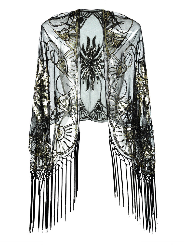 Flapper Gatsby Party Mesh Short Top Cover Up Black mesjo