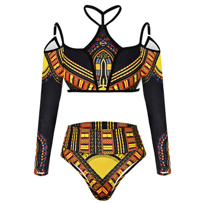 Long Sleeve High Waist Bikini Two Piece Beachwear mesjo