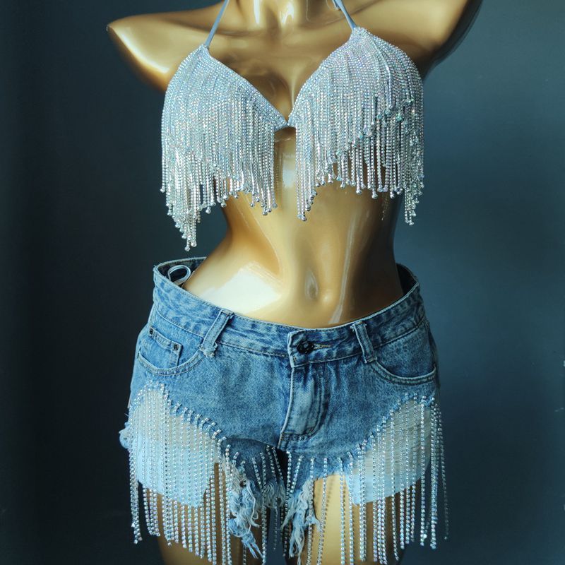Diamond Flowing Bikini Night Beachwear Swimwear Silver mesjo