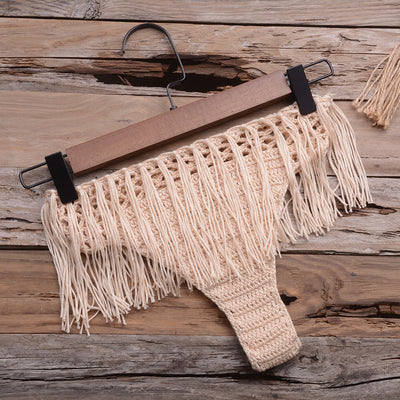 Hand-woven Hollow Tassel Split Bikini Beachwear Swimwear mesjo
