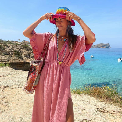 Solid Color Beach Cover-up Dress Beachwear mesjo