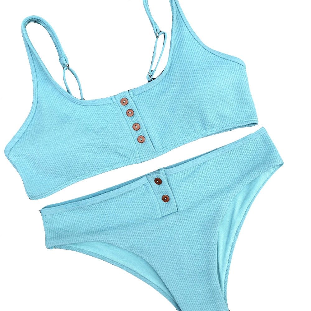 Buttons Push Up Bikini Set Beachwear Swimwear mesjo