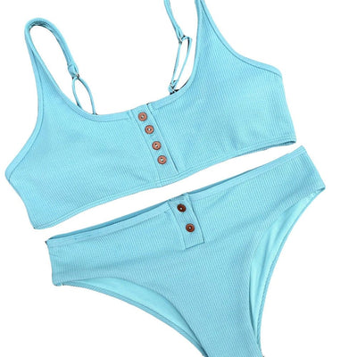 Buttons Push Up Bikini Set Beachwear Swimwear mesjo