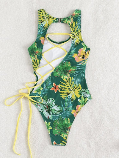 Strap Back Hollow Out One Piece Swimsuit mesjo