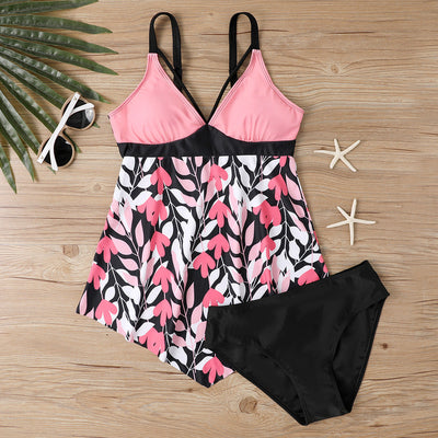 Printed Split Bikini Skirt Multi Color Swimsuit Pink mesjo