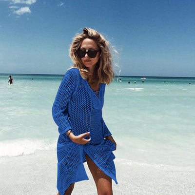 Beach Coverup Jacket Skirt Beachwear Blue One Size mesjo