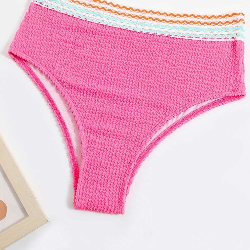 High Waist Crinkle Split Bikini Solid Color Beachwear Smimwear mesjo
