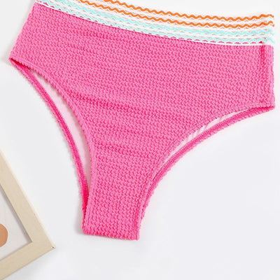 High Waist Crinkle Split Bikini Solid Color Beachwear Smimwear mesjo