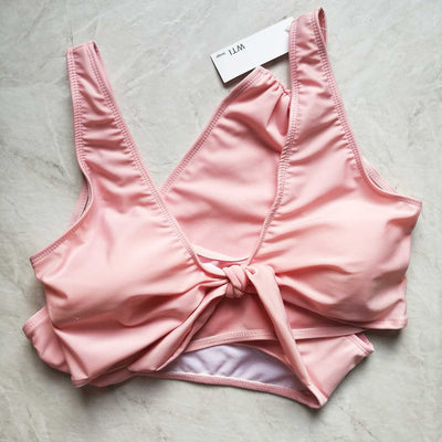 Front Knotted Split Bikini Swimwear Beachwear mesjo