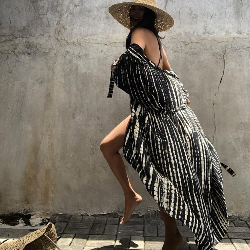 Boho Printed Cover-up Fringed Cardigan Tunic Beachwear mesjo