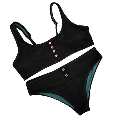Buttons Push Up Bikini Set Beachwear Swimwear mesjo